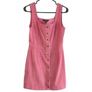 Brave Soul Women's Small Pink Corduroy Sleeveless Snap Button Up Mini Dress